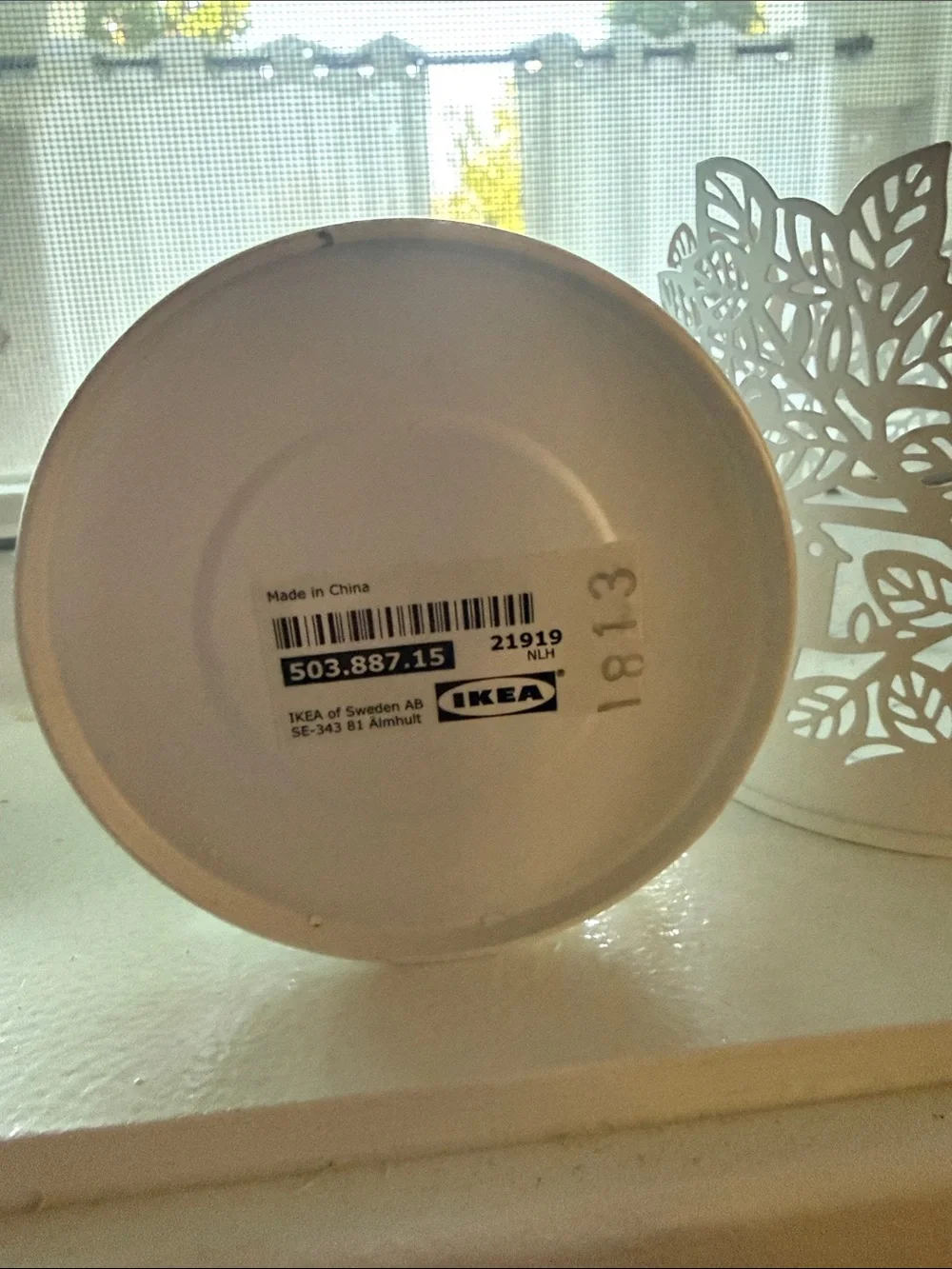 IKEA White Laser-Cut Leaf Pattern Candle Holders - Pair
